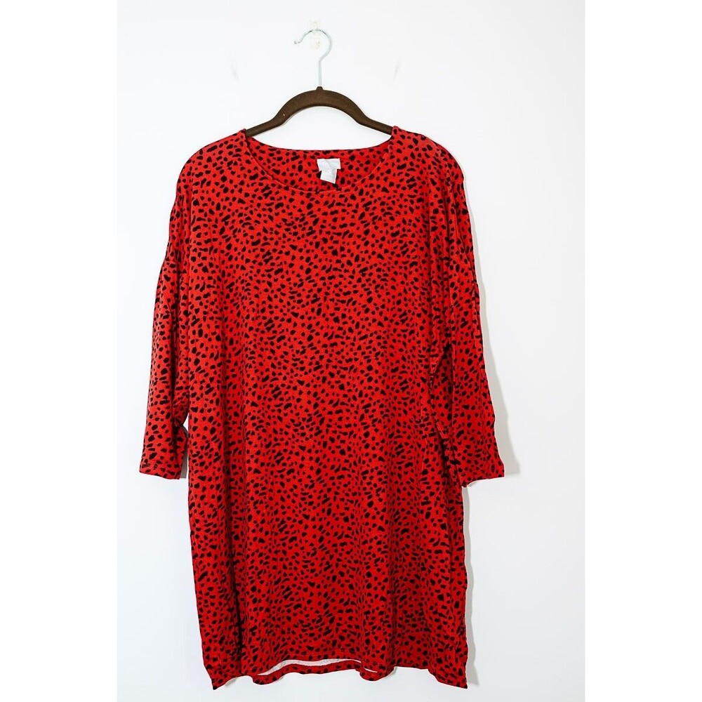 Chico's Tunic Top 1 M Spiced Red Animal Wedge Tunic top 3/4 Sleeve